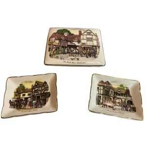 Vintage Made in England Sandland Hanley Staffordshire Cigarette Box‎ & Ashtrays
